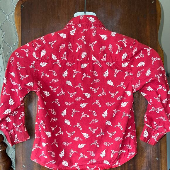 Sovereign Code Shirt boys 4T Dinosaur Print long Sleeve Button Up red - Picture 7 of 8